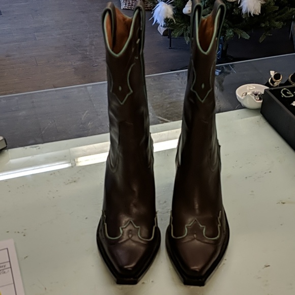 Sam Edelman cowboy boots brown turquoise leather - Picture 3 of 7